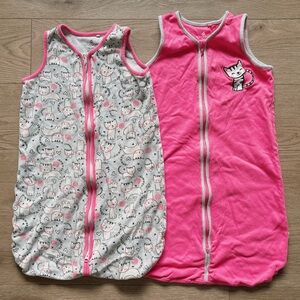 SNUGABYE toddler girls cat themed cotton sleep sacks bundle